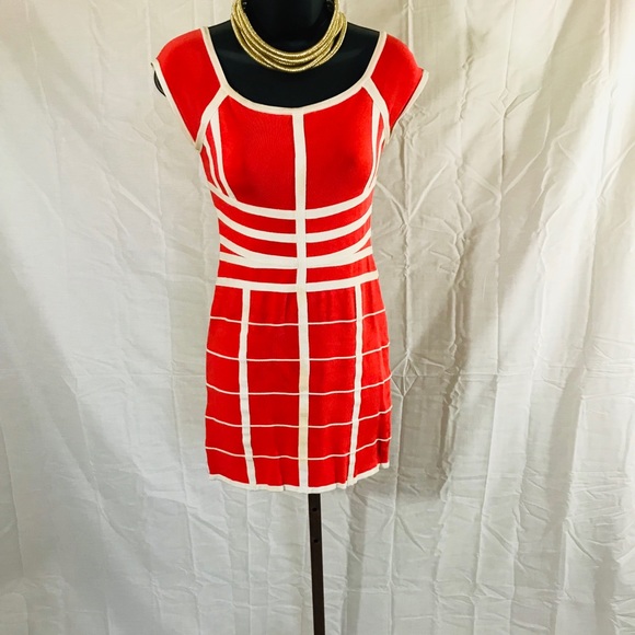 bebe Dresses & Skirts - Bebe Bodycon Orange Cage Dress
